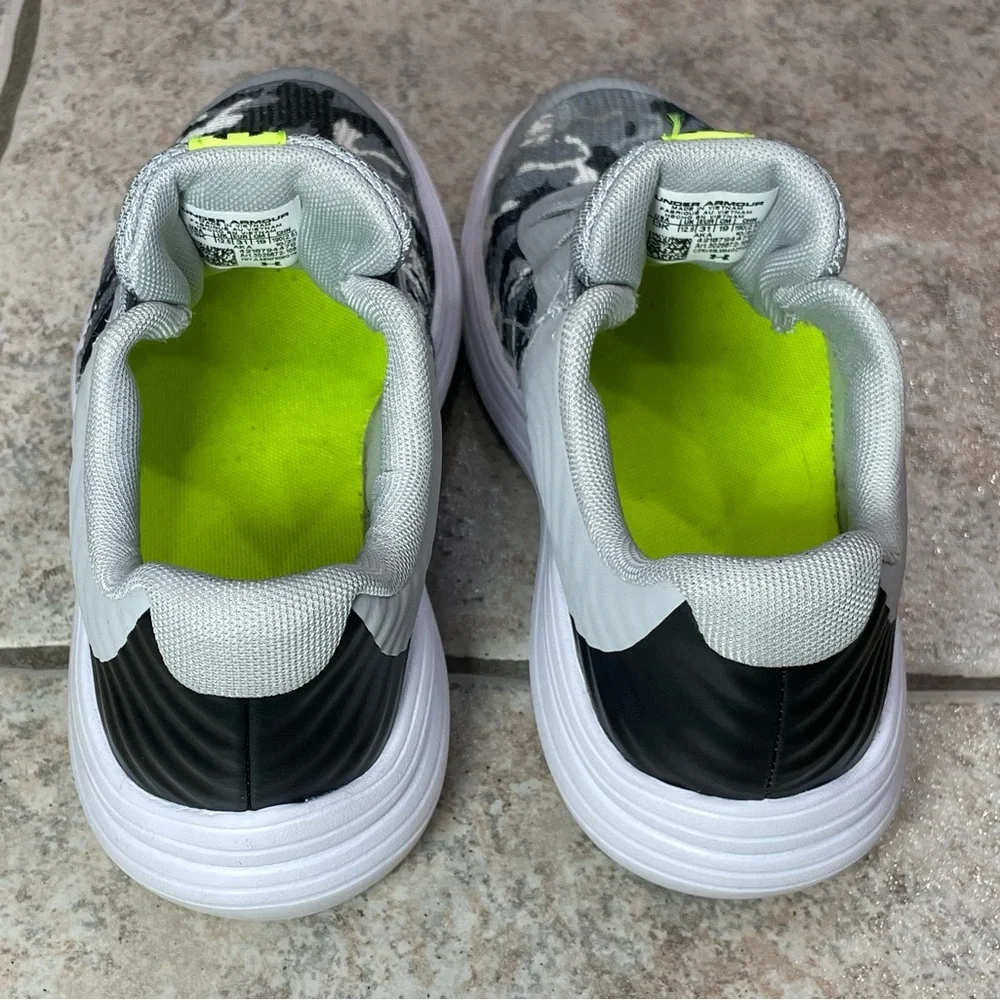 Under Armour Kids Gray and Neon Green Sneakers size 13